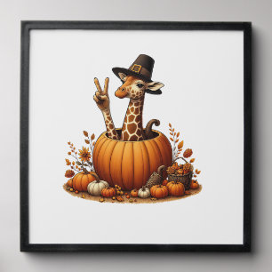 Autumn Pumpkin Fall Giraffe Thanksgiving Womens Me Peel And Stick Photo Tile