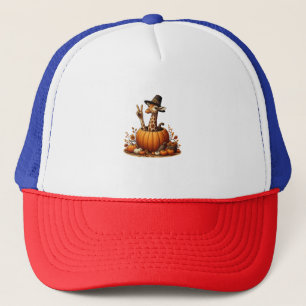 Autumn Pumpkin Fall Giraffe Thanksgiving Womens Me Trucker Hat