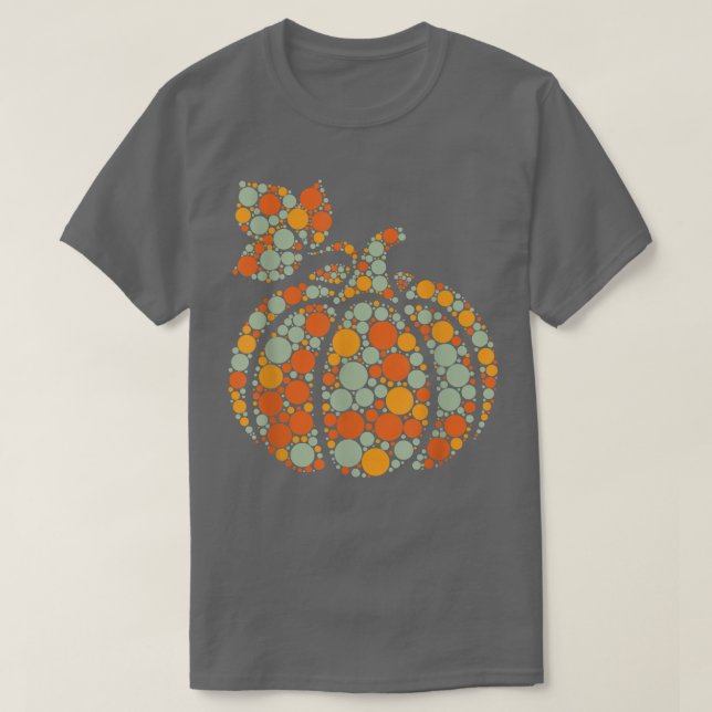 Autumn Pumpkin Fall Harvest Polka Dot Internationa T-Shirt (Design Front)