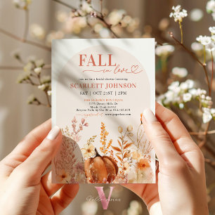 Autumn Pumpkin FALL IN LOVE Bridal Shower Invite