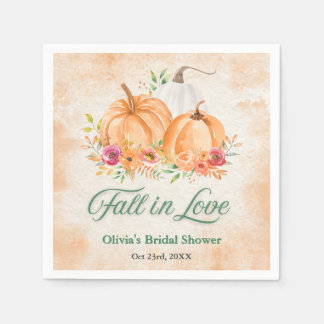 Autumn Pumpkin Fall in Love Bridal Shower Napkins