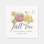 Autumn Pumpkin "Fall in Love" Bridal Shower Napkins (Front)