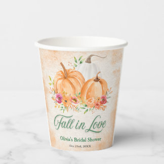 Autumn Pumpkin Fall in Love Bridal Shower Paper Cups