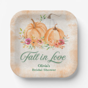 Autumn Pumpkin Fall in Love Bridal Shower Paper Plates