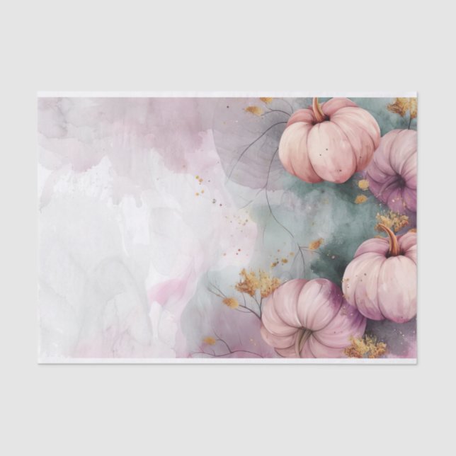 Autumn Pumpkin Fall Leaves Rustic Decoupage Tissue Paper (Front)