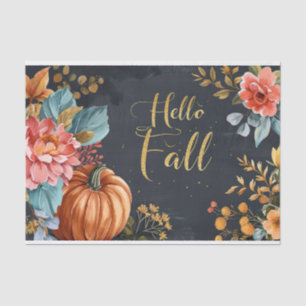 Autumn Pumpkin Fall Leaves Rustic Decoupage Tissue Paper