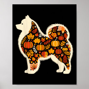 Autumn Pumpkin Fall Samoyed Thanksgiving Womens Me Poster