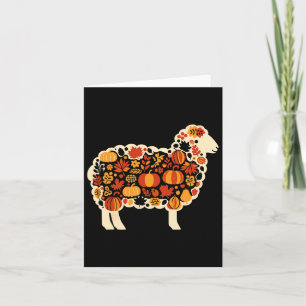 Autumn Pumpkin Fall Sheep Thanksgiving Womens Mens Card