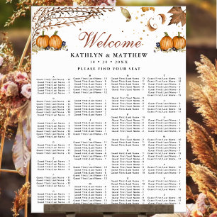 Autumn Pumpkin Fall Wedding Alphabetical Seating Poster