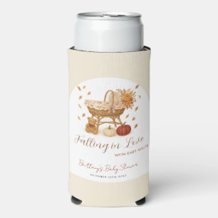 Autumn Pumpkin Falling in Love Baby Shower Seltzer Can Cooler