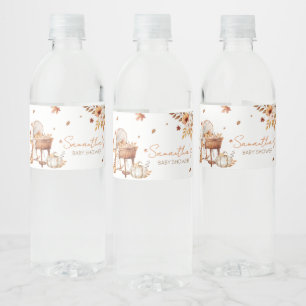 Autumn Pumpkin Falling in Love Baby Shower Water Bottle Label