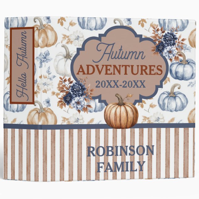 Autumn Pumpkin Family Personalized Photo Album 3 Ring Binder (Front/Spine)
