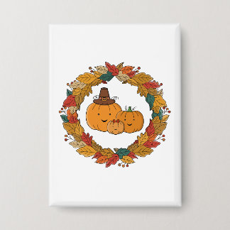 Autumn Pumpkin Family Wreath Button