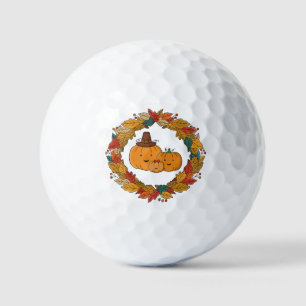 Autumn Pumpkin Family Wreath Golf Balls