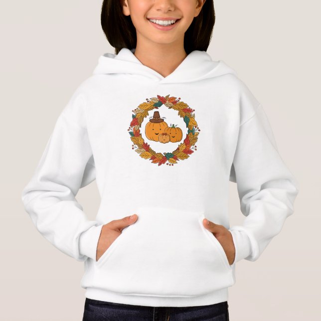 Autumn Pumpkin Family Wreath Hoodie (Front)