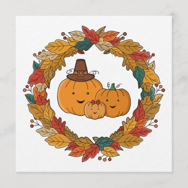 Autumn Pumpkin Family Wreath Invitation (Front)