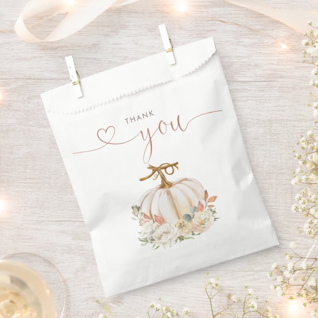 Autumn Pumpkin Floral Baby Shower Favor Bag (Clipped)