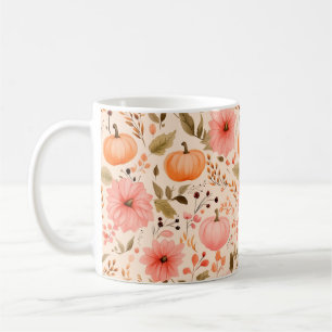 Autumn Pumpkin Floral Mug