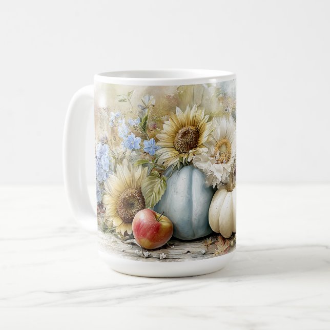 Autumn Pumpkin Floral Mug (Front Left)
