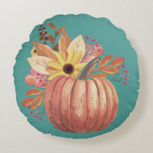 Autumn pumpkin floral terracotta orange and teal