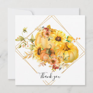 Autumn pumpkin floral Thank You card