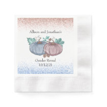 Autumn Pumpkin Gender Reveal pink blue glitter Napkins