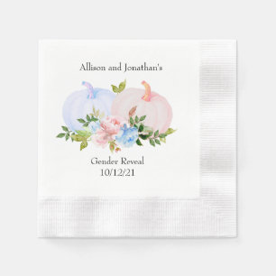 Autumn Pumpkin Gender Reveal pink blue Napkins