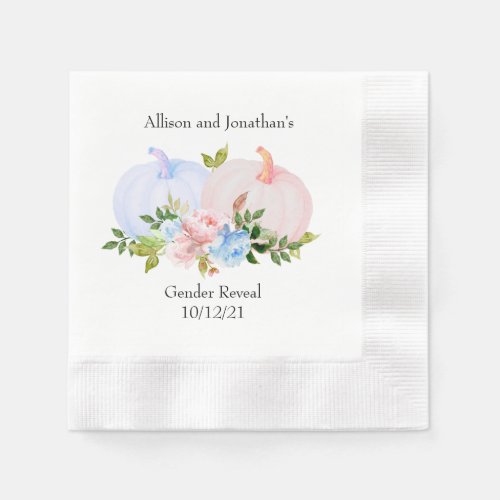 Autumn Pumpkin Gender Reveal pink blue Napkins