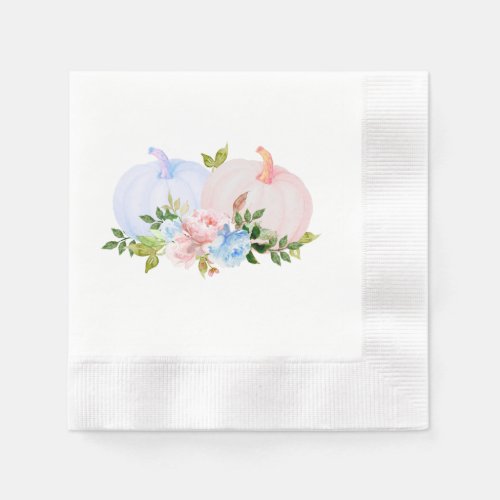 Autumn Pumpkin Gender Reveal pink blue Napkins