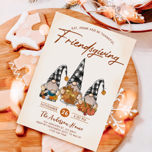 Autumn Pumpkin Gnomes Friendsgiving Dinner Invitation
