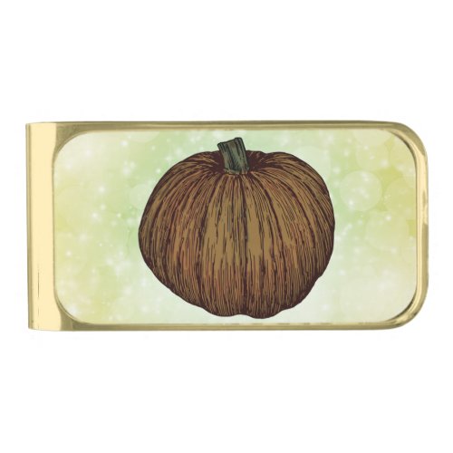 Autumn Pumpkin Gold Finish Money Clip