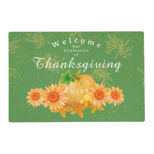 Autumn Pumpkin Green Placemat