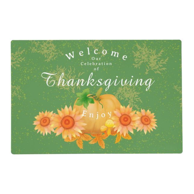 Autumn Pumpkin Green Placemat (Front)