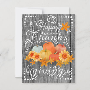 Autumn Pumpkin Grey Pine Holiday Card