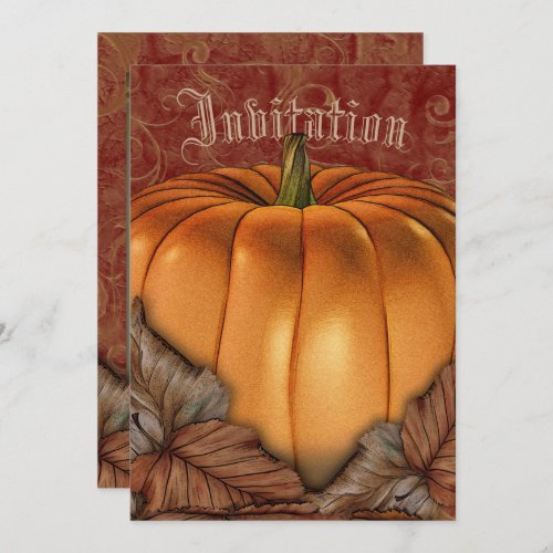 Autumn Pumpkin Halloween or Fall Party Invitation