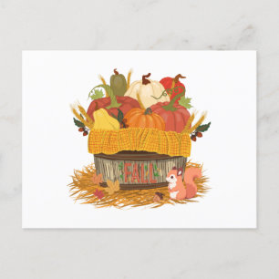 Autumn Pumpkin Harvest Basket Postcard