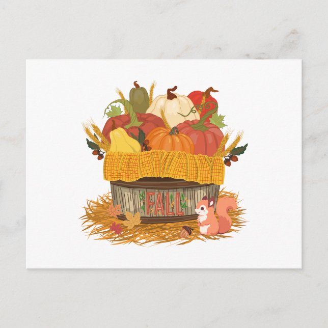 Autumn Pumpkin Harvest Basket  Postcard (Front)