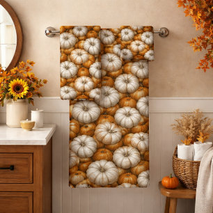 Autumn Pumpkin Harvest Halloween Thanksgiving Bath Towel Set