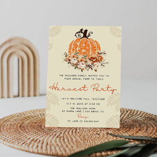 Autumn Pumpkin Harvest Party Thankgiving Dinner Invitation