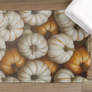 Autumn Pumpkin Harvest Pattern   Rustic Fall  Bath Mat