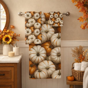 Autumn Pumpkin Harvest Pattern   Rustic Fall  Bath Towel Set