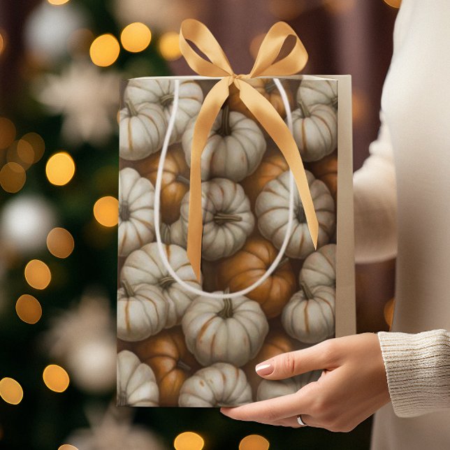 Autumn Pumpkin Harvest Pattern | Rustic Fall  Medium Gift Bag (Creator Uploaded)