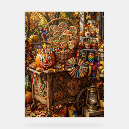 Autumn Pumpkin Harvest Rustic Cart Fall Fleece Bla Acrylic Sign