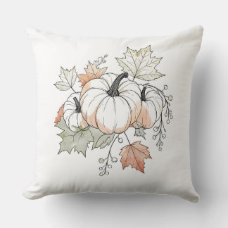 Autumn Pumpkin & Leaf Throw Pillow