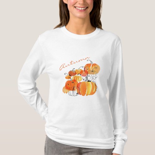 Autumn Pumpkin Long Sleeve T_Shirt