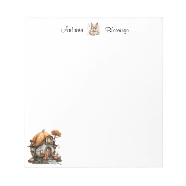 Autumn Pumpkin Note pad with Chipmunk (Front)