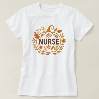 Autumn Pumpkin Nurse Design T-Shirt