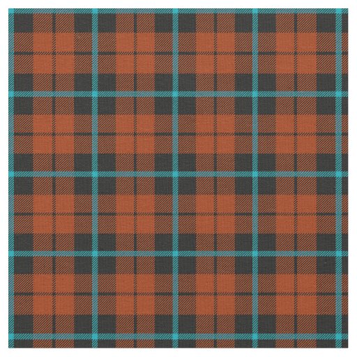Autumn pumpkin orange blue/black plaid print2 fabric