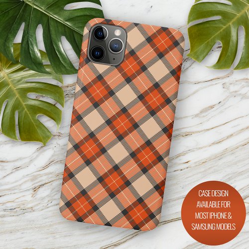 Autumn Pumpkin Orange Brown Tartan Pattern iPhone 11 Pro Max Case