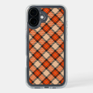 Autumn Pumpkin Orange Brown Tartan Pattern iPhone 16 Plus Case